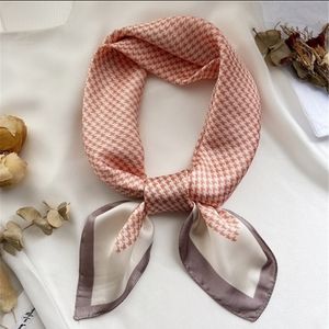 Brand new  Women Scarf Geometric Print Decorative Scarves Silk Satin Orange